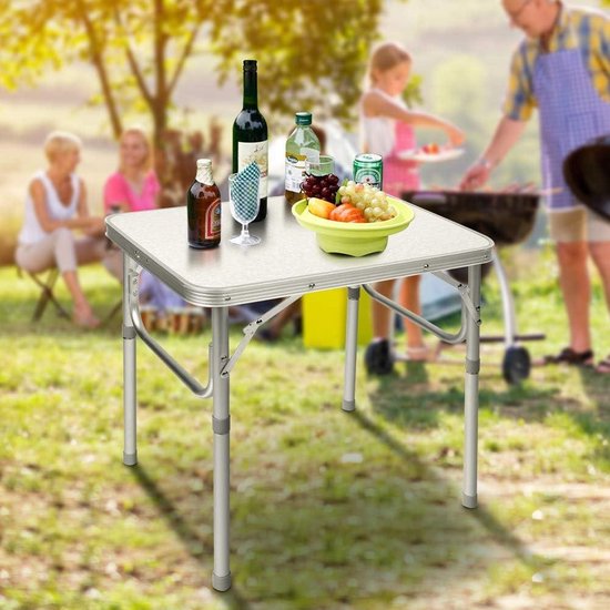 Hixa Campingtafel Vouwtafel Inklapbare Tafel Strandtafel Zwart Verstelbaar 120x60x60/70cm Draagbaar