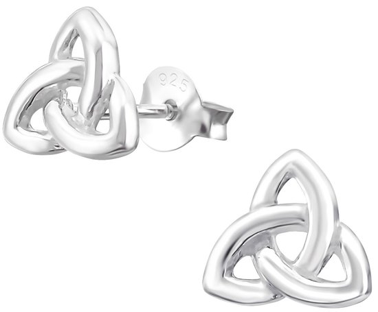 Joy|S - Zilveren Keltische driehoek oorbellen - 8 mm - gepolijst