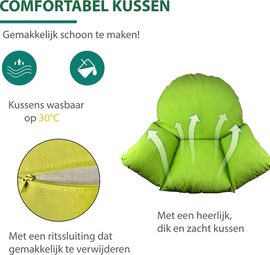Kussens voor Hangstoel - Rond Kussen - Kussens voor Hangstoel Egg - Schommelkussen - Voor Binnen en Buiten (Gravel Grijs Kussens voor Hangstoel - Rond Kussen - Kussens voor Hangstoel Egg - Schommelkussen - Voor Binnen en Buiten (Gravel Grijs