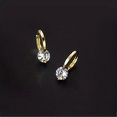 Lucardi Dames Goldplated oorhangers druppel kristal - Oorbellen - Cadeau - Moederdag - Echt Zilver - Goudkleurig