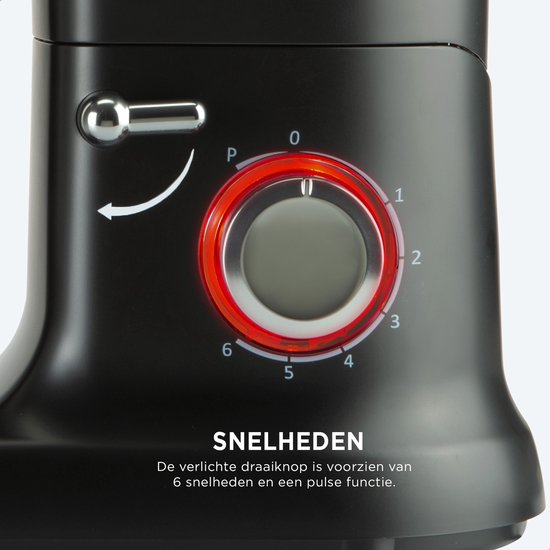 Bourgini Classic Kitchen Chef Keukenmachine - 4.5L Mengkom - Keukenmixer - Keukenrobot - 1300W- Zwart van Bourgini — afbeelding 3