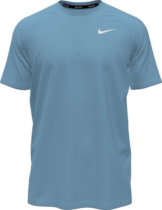 Nike Swim Nike Essential - Short sleeve hydroguard Heren Zwemshirt -Blue - Maat XS