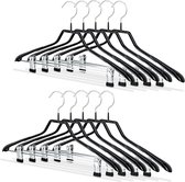 Kledinghangers Set van 10 voor Kostuums - Metaal - Slipvast - Ruimtebesparend - 42 cm Zwart kledinghangers