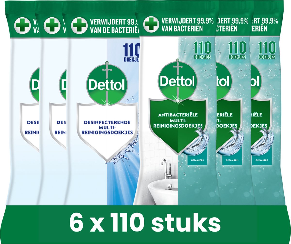 Goedkoopste Dettol 660 Schoonmaakdoekjes - Oceaanfris en Hygienisch - Hygiënische Reiningsdoekjes - Voordeelverpakking