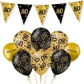 80 Jaar Feest Verjaardag Versiering Ballonnen Slingers Gefeliciteerd Goud & Zwart Decoratie – 9 Stuks