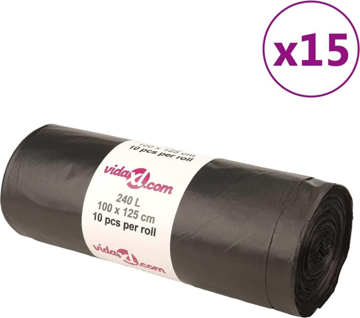 vidaXL - Vuilniszakken - 150 - st - 240 - l - zwart