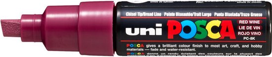 Krijtstift – Chalkmarker – Universele Marker – Uni Posca Marker – Wijnrood – PC-8K – 8mm – Beitelpunt – Large – 1 stuk