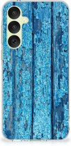 Backcase Siliconen Hoesje Geschikt voor Samsung Galaxy A35 Telefoonhoesje Wood Blue