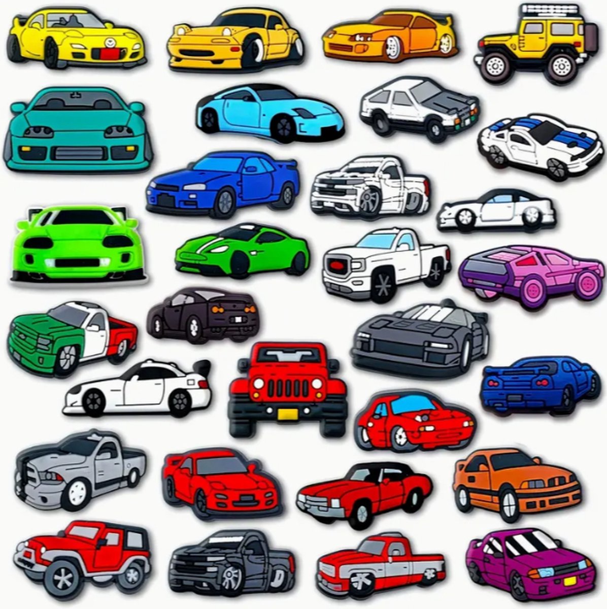 Schoen pins auto's 12 stuks - bedel charms auto's - schoenbedels auto - voertuigen bedels - ook geschikt voor crocs