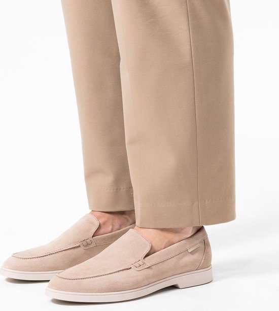 Manfield - Heren - Beige suède loafers - Maat 42