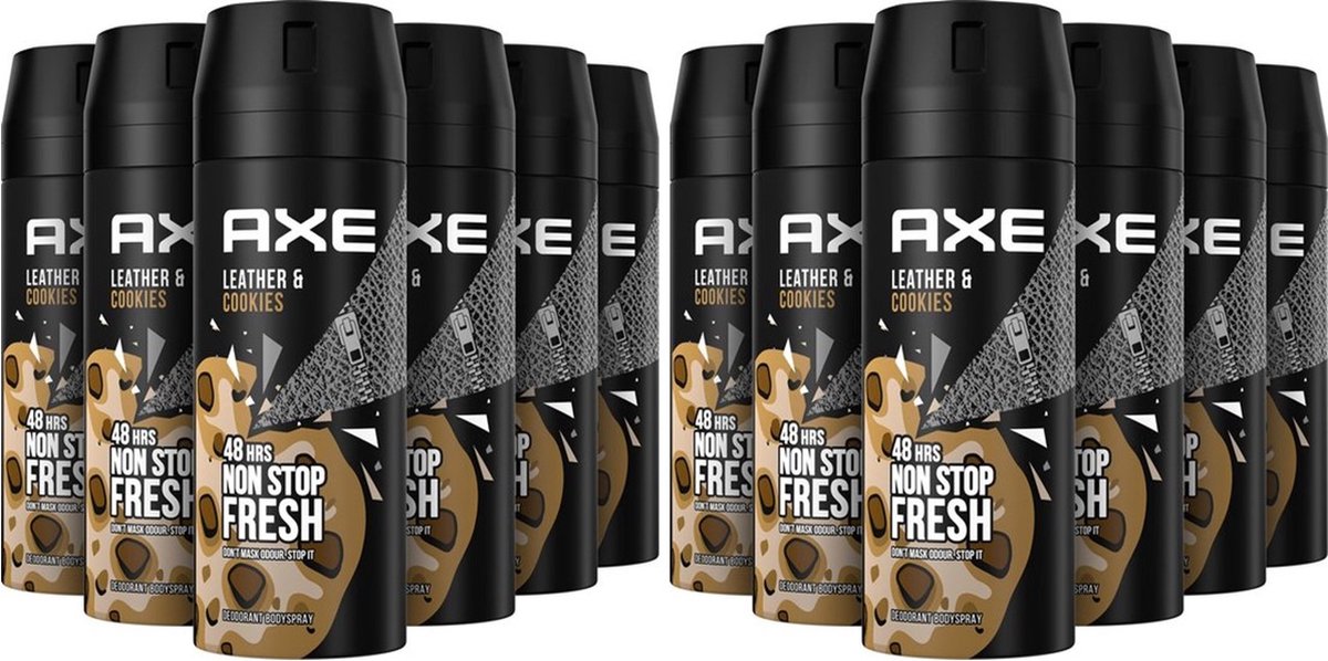 Goedkoopste AXE Deodorant / Bodyspray - Collison Leather&Cookies - JUMBOPAK 12 x 150 ml