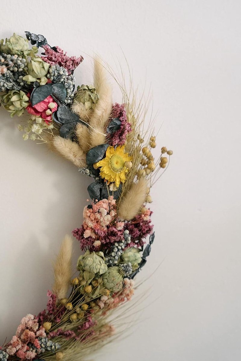 Gedroogde bloemenkrans kleurrijk ca. 35 cm per stuk - Decoratie droge bloemen
