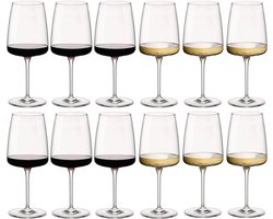 Bormioli Rocco Wijnglazenset Nexo - 12-delige set (6 Rode & 6 Witte wijnglazen) - Glazen voor rode en witte wijn - Vaatwasserbestendig - Hoogwaardig kristalglas - 540 ml & 380 ml - Glaswerk - Wijnglazen Set