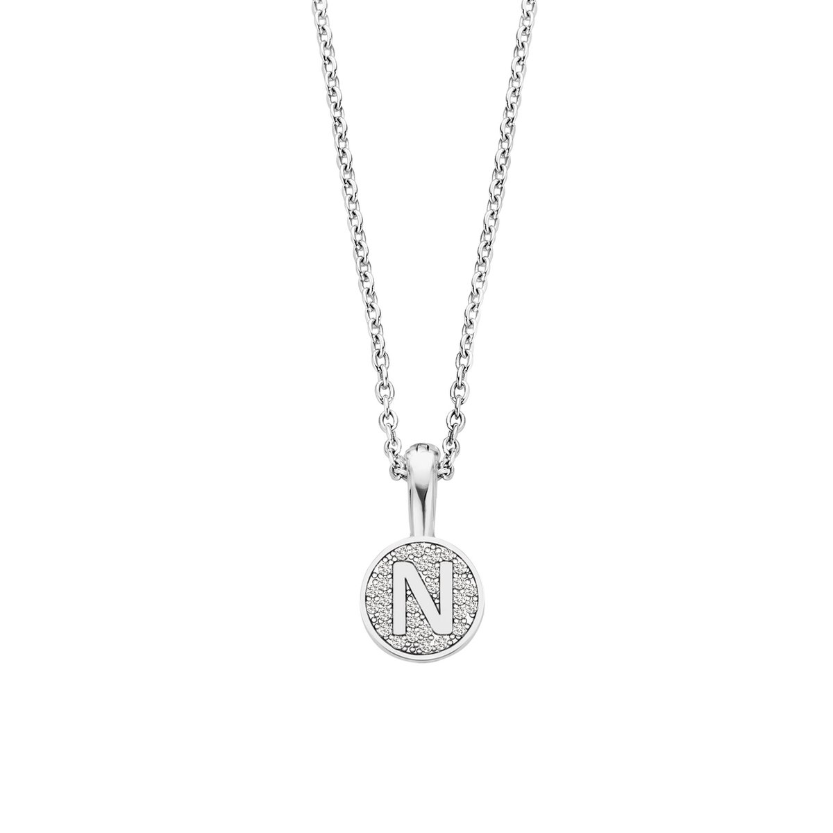 TI SENTO Dames Ketting - 925 zilver - Wit (Letter) - Maat 42 - 3858LN