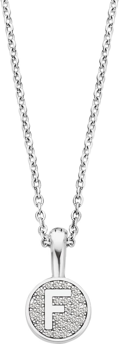 TI SENTO Dames Ketting - 925 zilver - Wit (Letter) - Maat 42 - 3858LF