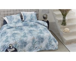 Riviera Maison Calm Coral dekbedovertrek - Tweepersoons - 200x200/220 - Blauw