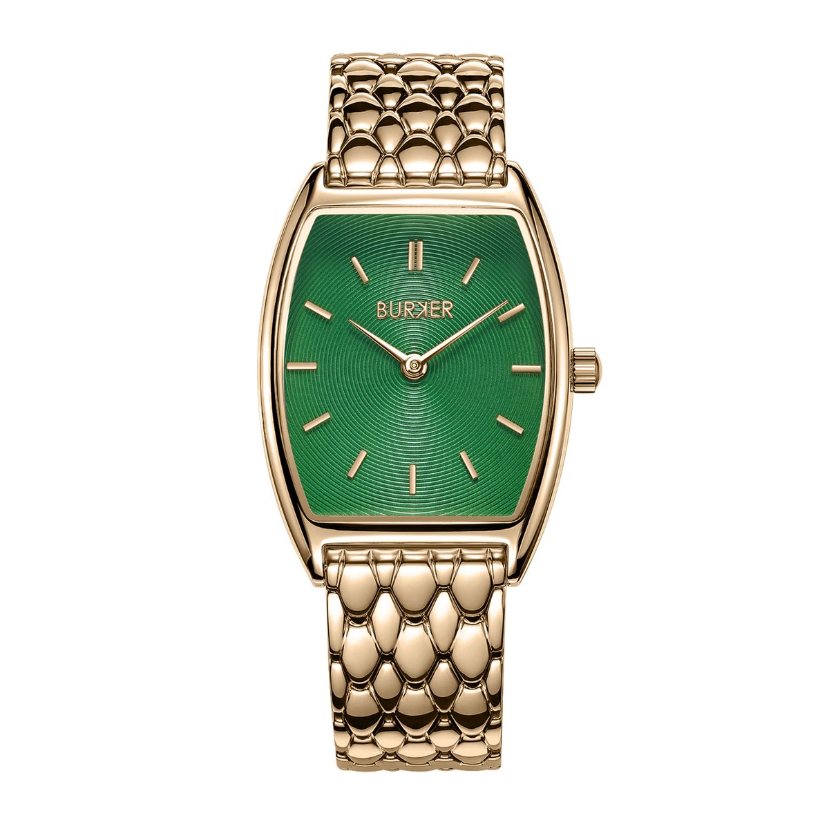 BURKER Grace Horloge Dames - Ovaal - Goud Groen - Schakelband - 25 mm