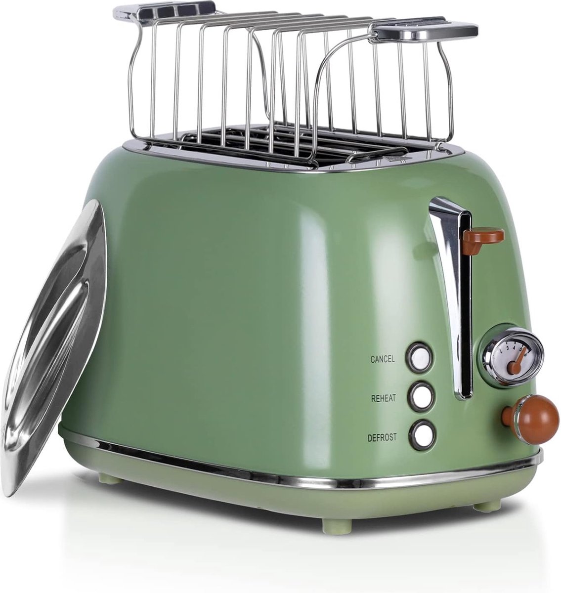 Wiltal Retro Broodrooster - Toaster - 6 Warmteniveaus - 2 Extra Brede Sleuven - 1200W - Groen
