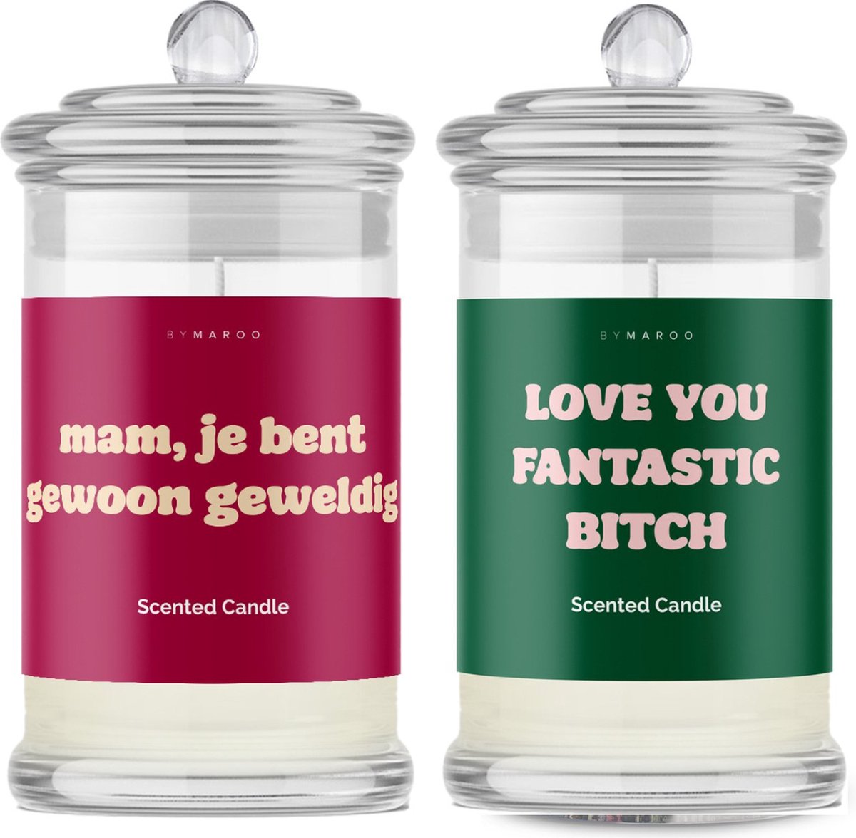 Kaarsen geschenkset Moeder - Mama Love You - Grappige Cotton Geurkaarsen voor Moeder - in Glas met Tekst - Verjaardag Cadeau Vrouw Mama - Geschenkset - Happy Birthday - Verwenpakket Vrouw Cadeautje voor Haar