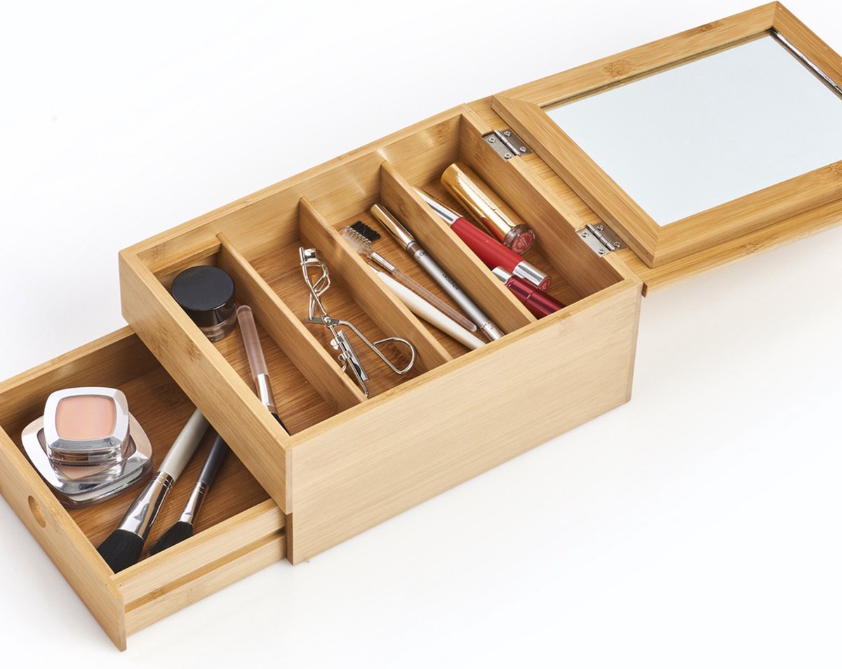 Zeller Bamboe make-up doos met spiegel