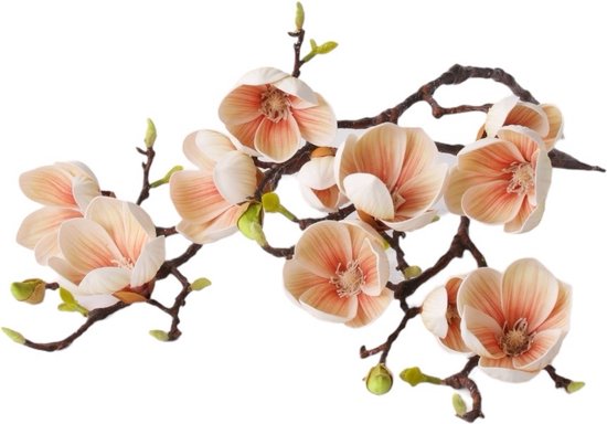 WinQ - Kunstbloemen Magnolia 3 takken zacht roze -Excl. vaas