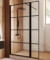Badplaats Douchewand Essos 120 x 200 cm - Zwart – Transparant Glas Inloopdouche 8 mm met Draaipaneel