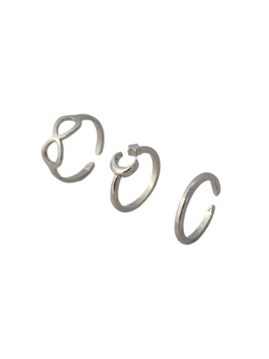 teenringen dames - teenring zilver-kleurig – ringen set van 3 stuks - sieraden - oDaani
