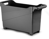 Plasticforte opberg Trolley Container - zwart - op wieltjes - L45 x B17 x H29 cm - kunststof - opslag box/bak - 22 liter