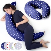Zwangerschapskussen Verpleegkussen voor borstvoeding - Groot XXL formaat - Blauw-Wit Sterrenprint Pregnancy pillow