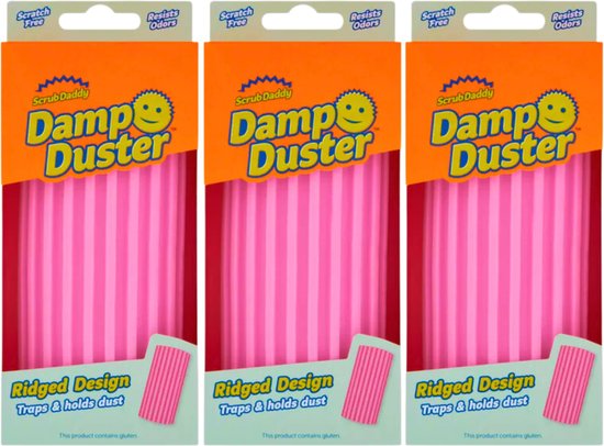 Scrub Daddy Damp Duster - Roze - 3 Stuks - Vochtige Stofspons - Schoonmaakspons - Wonderspons