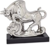 keramisch beeld van een stier Zilver 28,7 cm hoog