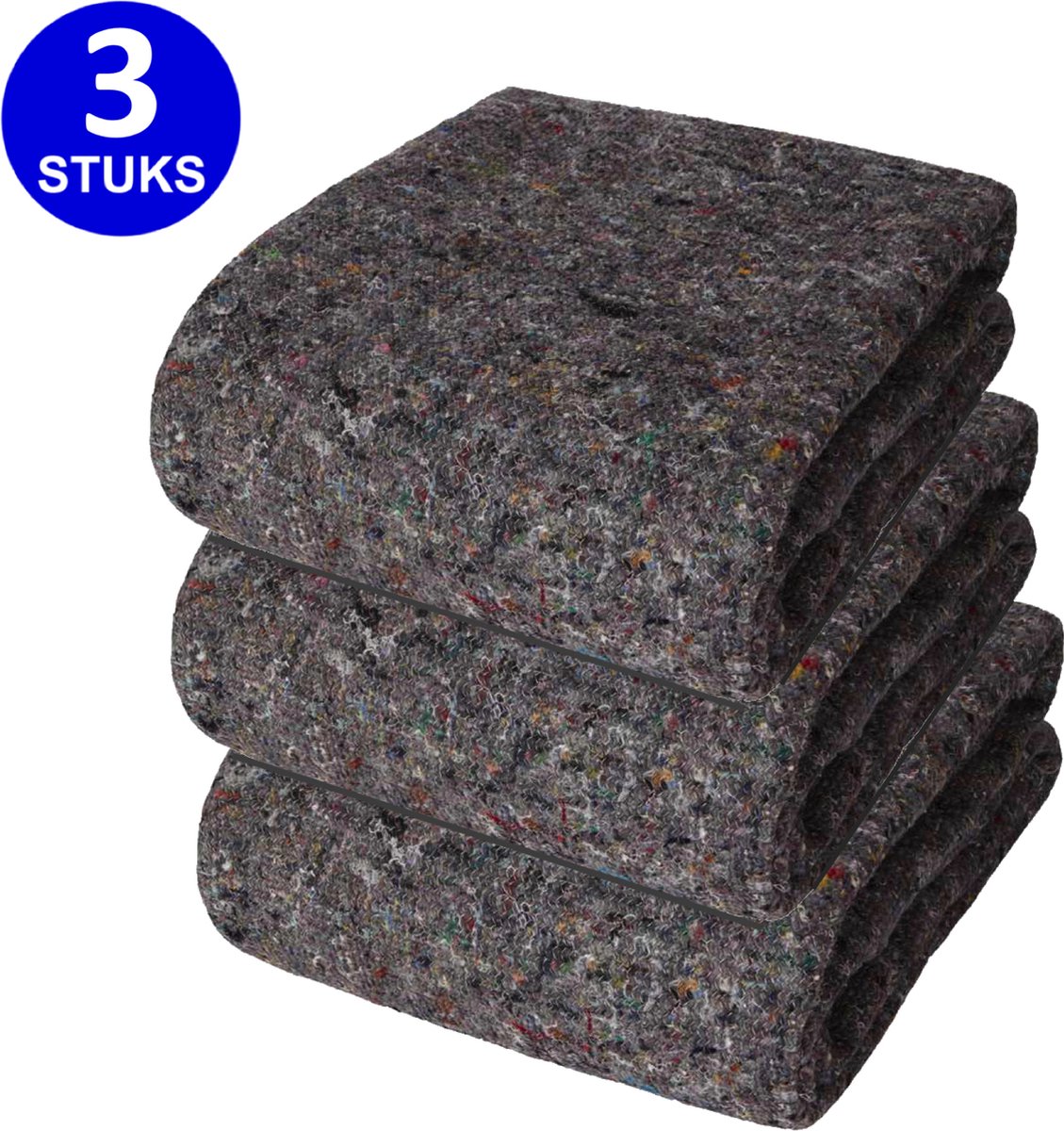 Premium Verhuisdeken - 3 stuks - Opslagdeken - 150 x 200 CM - Extra sterk - Gerecycled Materiaal - Bescherm uw spullen - Voor inpakken opslag en verhuizen - Kwaliteit