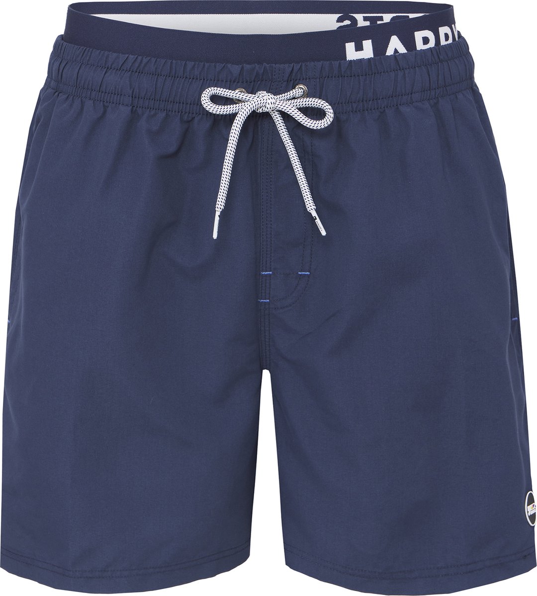 Happy Shorts Zwemshorts Heren Dubbele Waistband Effen Navy Blauw - Zwembroek