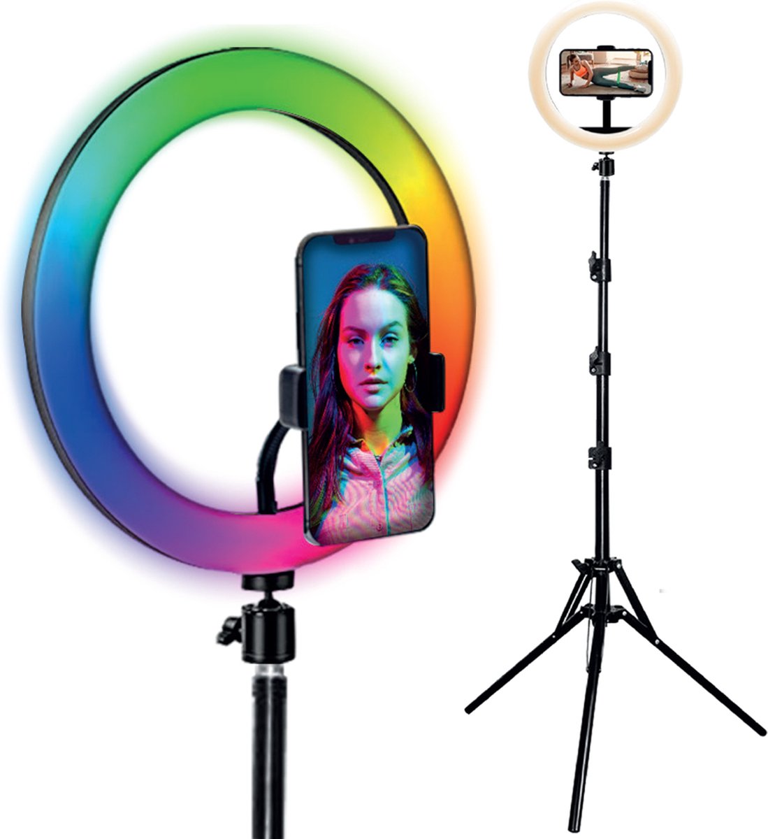 Bigben Connected, Kit Influence XL Lichtring 26cm met Statief 1,6m, Wit