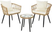 Relaxwonen - Ensemble de jardin en rotin - 2 chaises & table - Qualité - Trend 2021
