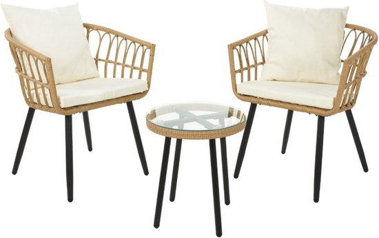 Relaxwonen - tuinset Rattan - 2 stoelen & tafel - Kwaliteit - Trend 2024