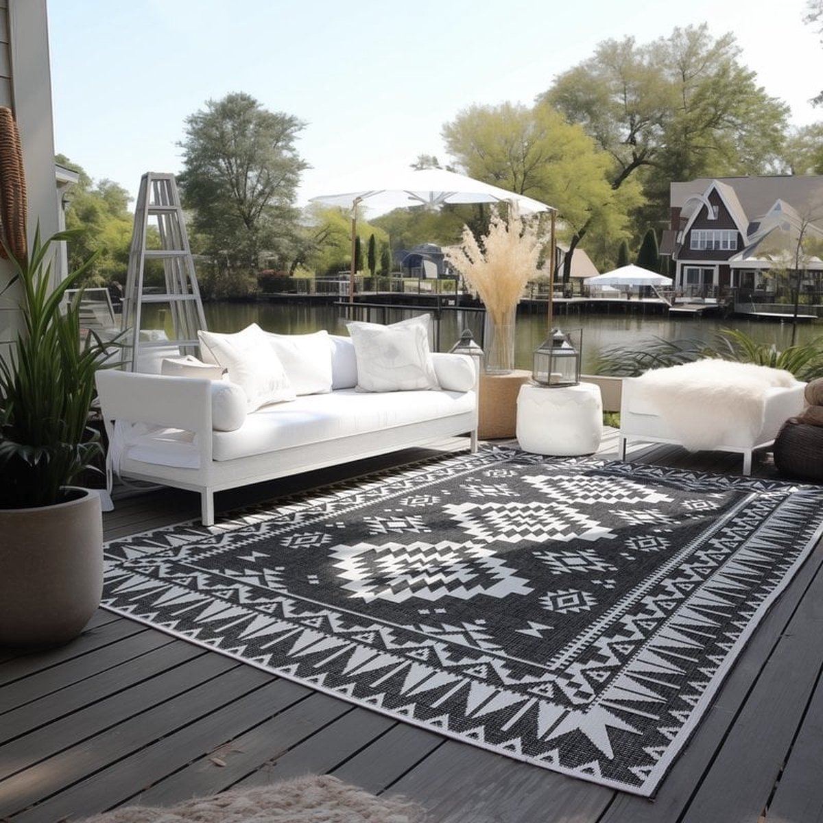 Flycarpets Elle Decoration - Binnen & Buitenkleed - Omkeerbaar - Gemini - Zwart - 160x230 cm
