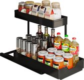 Onderwastafel organizer met 2 etages en 4 haken - Multifunctioneel en ruimtebesparend - Voor keuken en badkamer Sink organizer