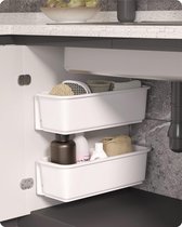 Schuifmanden kastorganizer voor keuken of badkamer - Uittrekbare laden voor onder wastafel - Wandmontage schuifmanden voor kruiden en voorraden (wit) Sink organizer