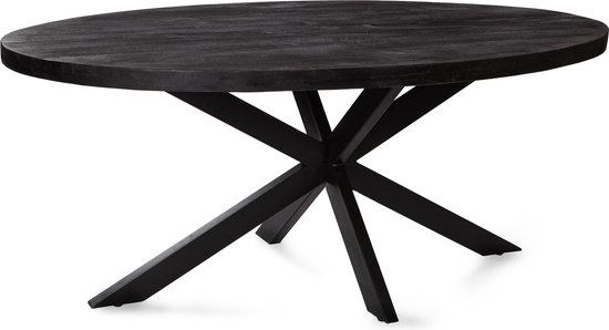Zita Home Thom - Eettafel 220 cm - Ovale eettafel - Metalen matrix poot - Massief Mangohout