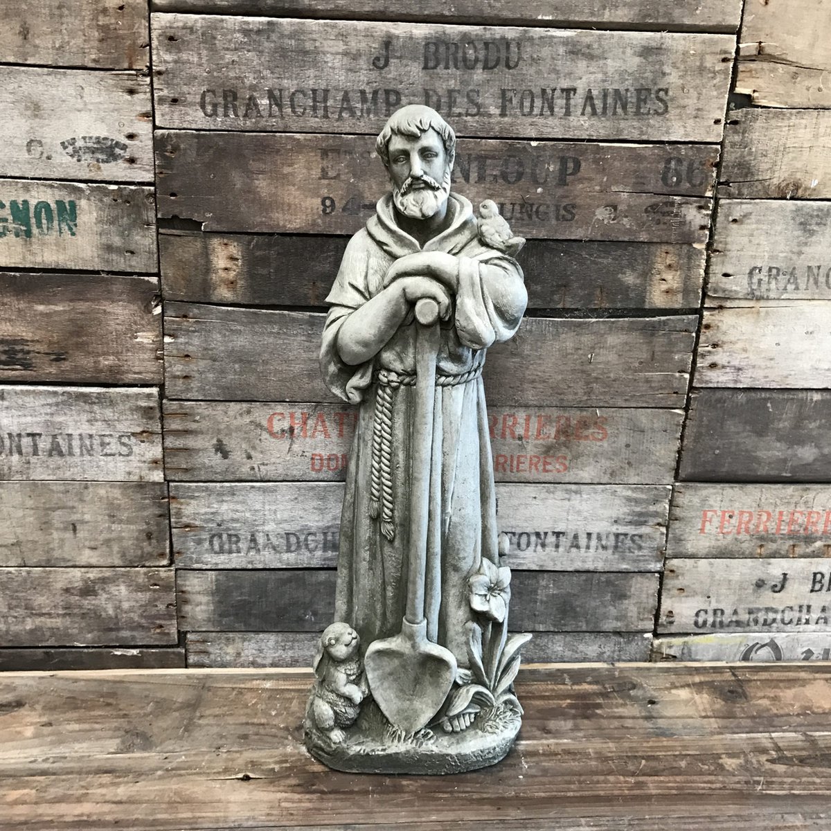 Betonnen tuinbeeld - Sint Franciscus