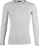 Emporio Armani O-hals longsleeve shirt basic grijs - XL