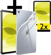 Hoes Geschikt voor iPad 2022 Hoesje Siliconen Case Hoes Siliconen Back Cover Met 2x Screenprotector - Transparant