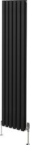 Ovale Kolomradiator & TRV Chroomkranen Designer - 1800mm x 360mm - Hoogwaardig Carbon Staal - Hoge BTU Warmte Output - Inclusief Bevestigingskit & Borstel - 15 Jaar Garantie – Zwart