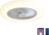 DrPhone AuraBreeze SmartFlow - Ventilateur de plafond Smart avec Siècle des Lumières - Télécommande + App - 52CM - Wit / Chaud / LED