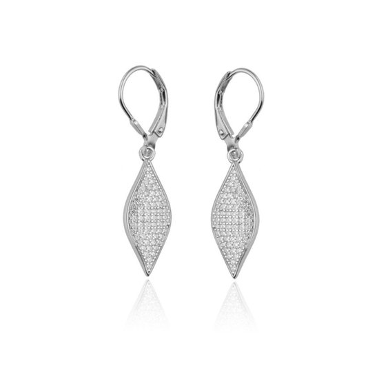 Boucles d'oreilles pendantes en Argent - Boucles d'oreilles pendantes pour femmes avec zircone - Boucles d'oreilles de cocktail en argent - Boucles d'oreilles de bal - Bijoux Amona