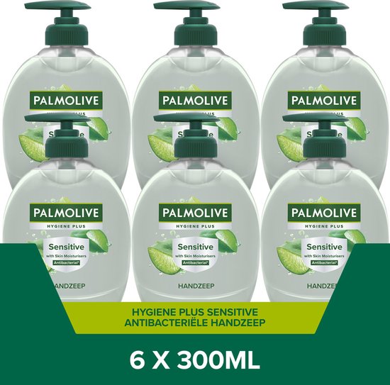 Palmolive Hygiene Plus Sensitive antibacteriële handzeep - 6 x 300ml - Hydrateert en verzorgt de huid - Voordeelverpakking