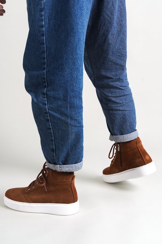 Oscar&Djayds Sneaker Homme - Marron Tan - Cuir Véritable (Suède) - Baskets hautes - chaussures - OD111 - taille 44