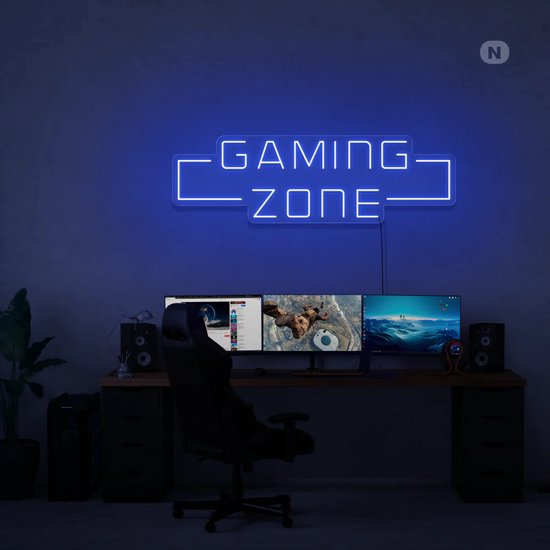 Led Neonbord - Led Neonverlichting - Gaming Zone - Blauw- 50cm * 17cm