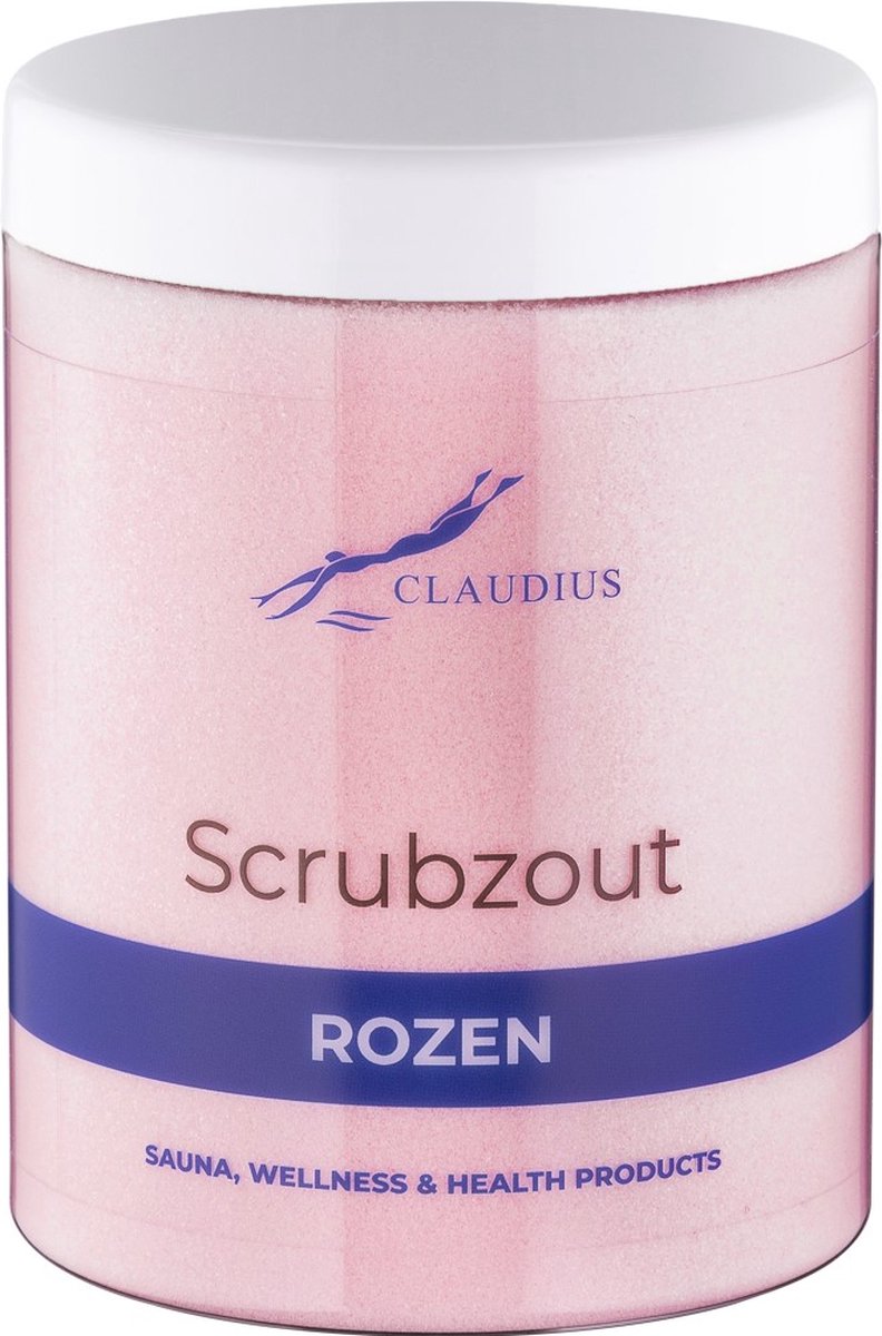 Goedkoopste Scrubzout Rozen in handige pot - 1250 gram - met witte deksel - Hydraterende Lichaamsscrub